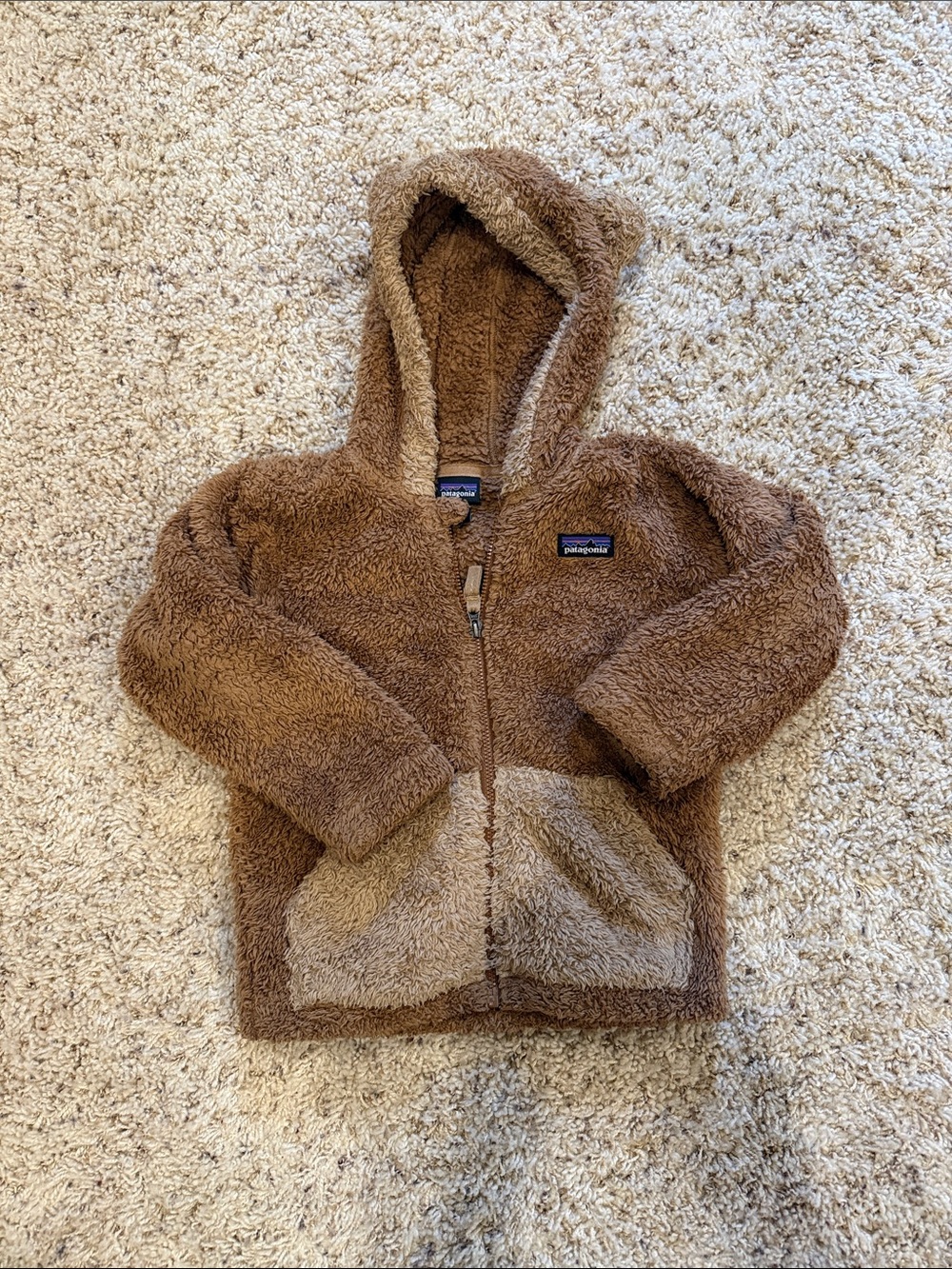 Patagonia Brown Two-Tone Sherpa Hoodie Furry Friends Fleece Hoodie